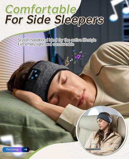 Bluetooth Sleep Headband for Side Sleepers – Soft Wireless Headphones