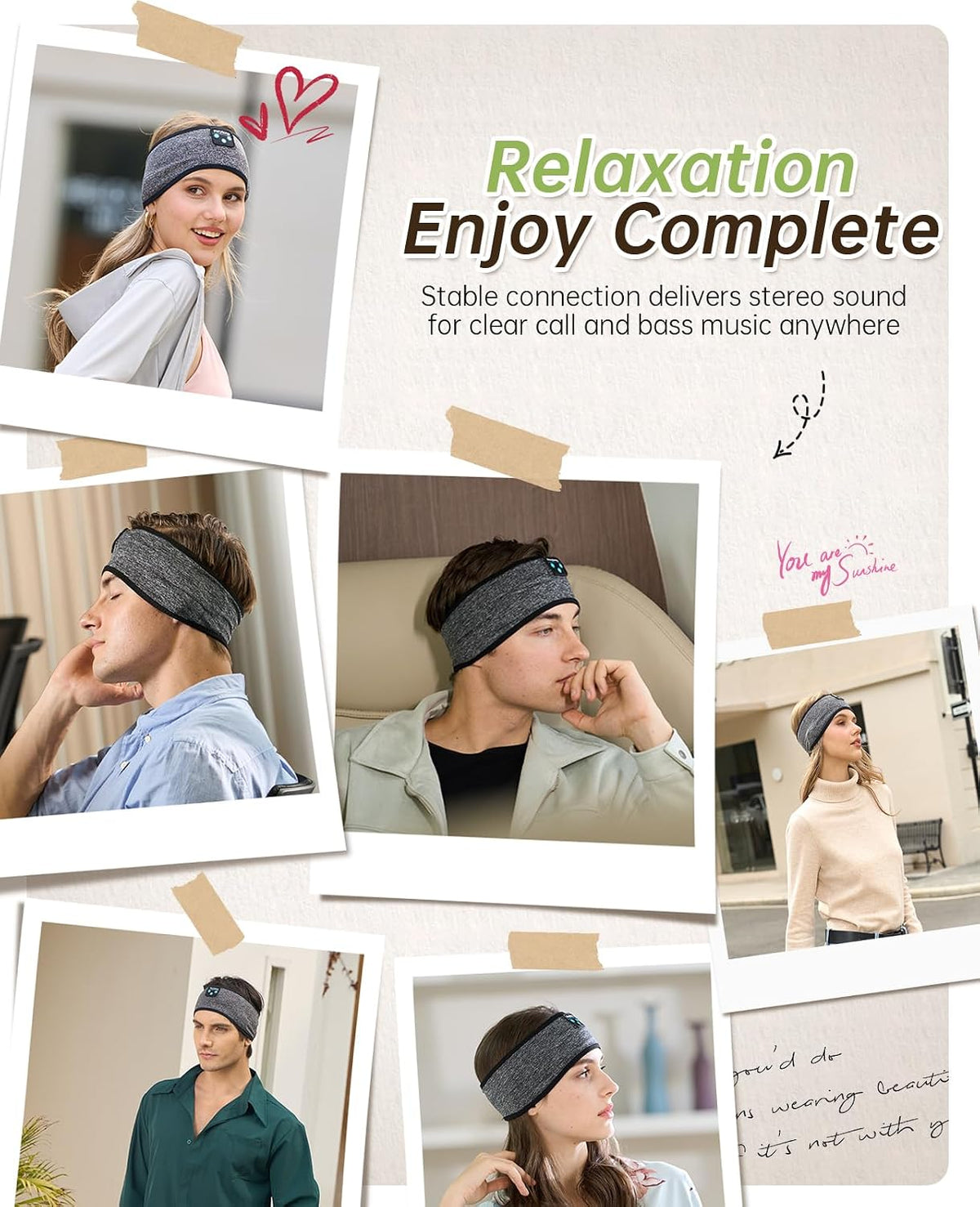 Bluetooth Sleep Headband for Side Sleepers – Soft Wireless Headphones